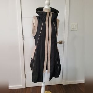 Vintage Design Today's Full Zip Sleeveless Coat Longline Vest Cover Up Size M